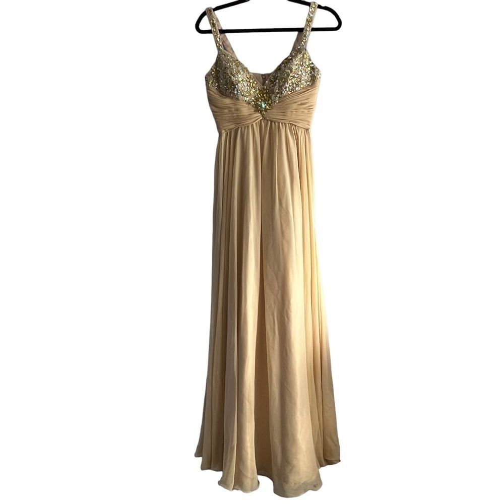 Nina Canacci Peach Beaded Rhinestone Formal Dress